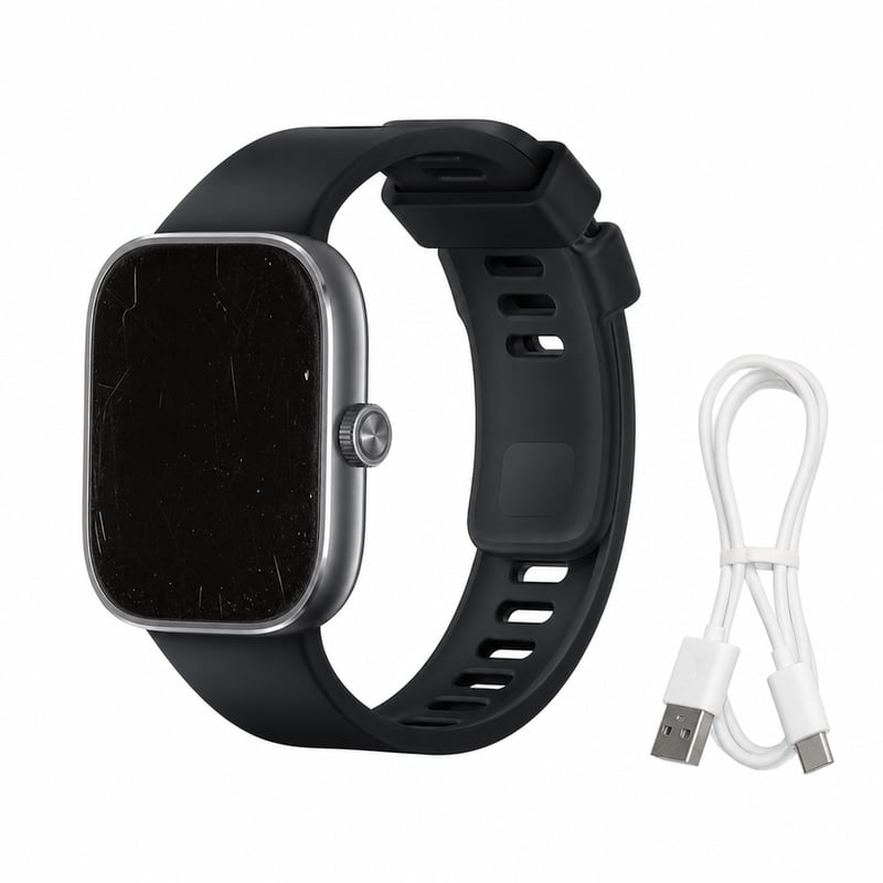 Ceas inteligent Xiaomi Redmi Watch 4, 1,97" AMOLED, 390x450px, 60Hz — defect, pentru piese: nu funcționează, ecran zgâriat (stare: vezi a 2-a imagine)