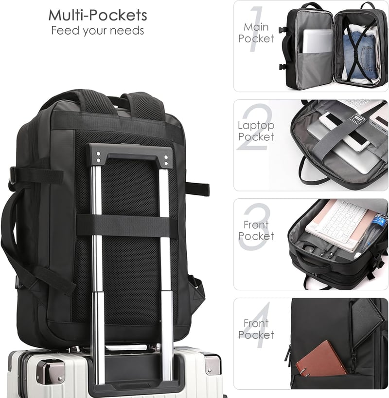 SPAHER Repülős Hátizsák 40x30x20cm - Wizz Air, Vueling, EasyJet Kompatibilis, 15,6" Laptoptartóval