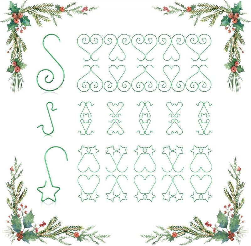 Set de decorațiuni de Crăciun KATELUO - 60 buc. Agățători stea, 3 forme, Reciclabile