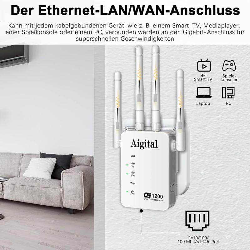 TP-Link AC1200 Dual Band WiFi Jelerősítő és Repeater, 5GHz/2.4GHz, 1200Mbps