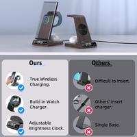 Samsung 3 az 1-ben vezeték nélküli töltőállomás Galaxy S24 Ultra, Watch 6 és Buds 2 Pro készülékekhez, digitális órával 3