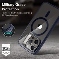 ESR iPhone 15 Pro MagSafe-kompatibilis katonai védőtok rejtett állvánnyal, sötétkék 7