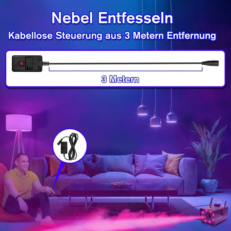 Katomi 700W RGB LED ködgép, 13 színű effekttel, távirányítóval - Partikra, Halloween-re