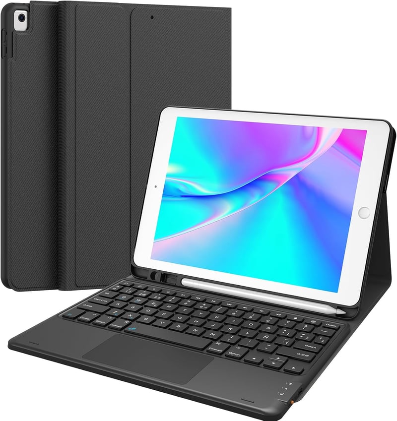 iPad 9. generációs billentyűzet tok érintőpaddal, Earto BT spanyol