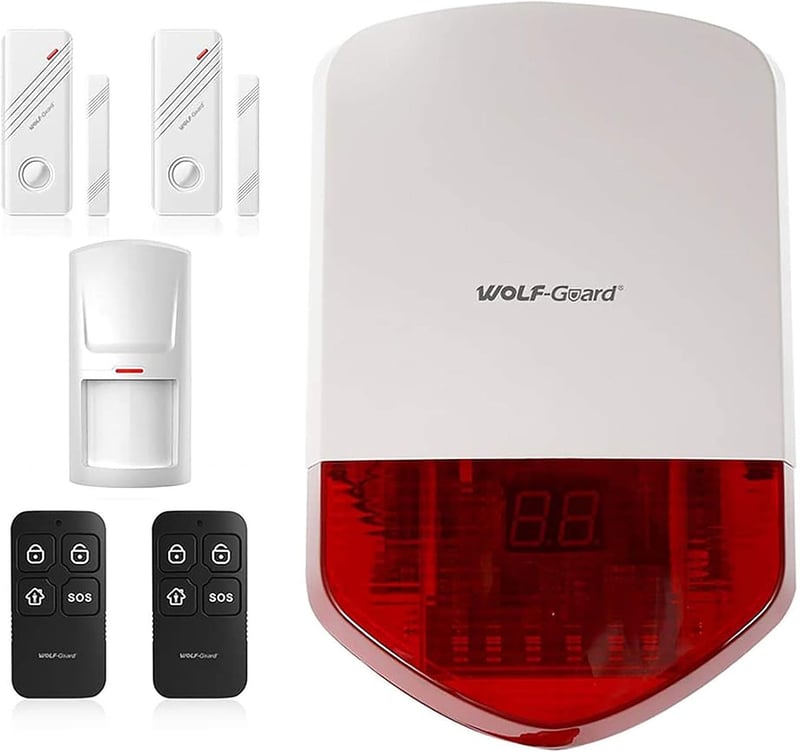 Wolf Guard riasztórendszer 110dB szirénával, távirányítóval és mozgásérzékelővel