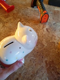 Out of the Blue Unicorn Cat kerámia persely kulccsal zárható, 17 cm, egyszarvús macska — letört perselyszarv (állapot: lásd a 2. képet) 3