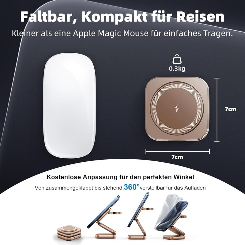 AC Island 5 az 1-ben Mágneses Töltőállomás iPhone 16/15/14/13/12, Apple Watch, AirPods Készülékekhez - Összecsukható Utazási Vezeték Nélküli