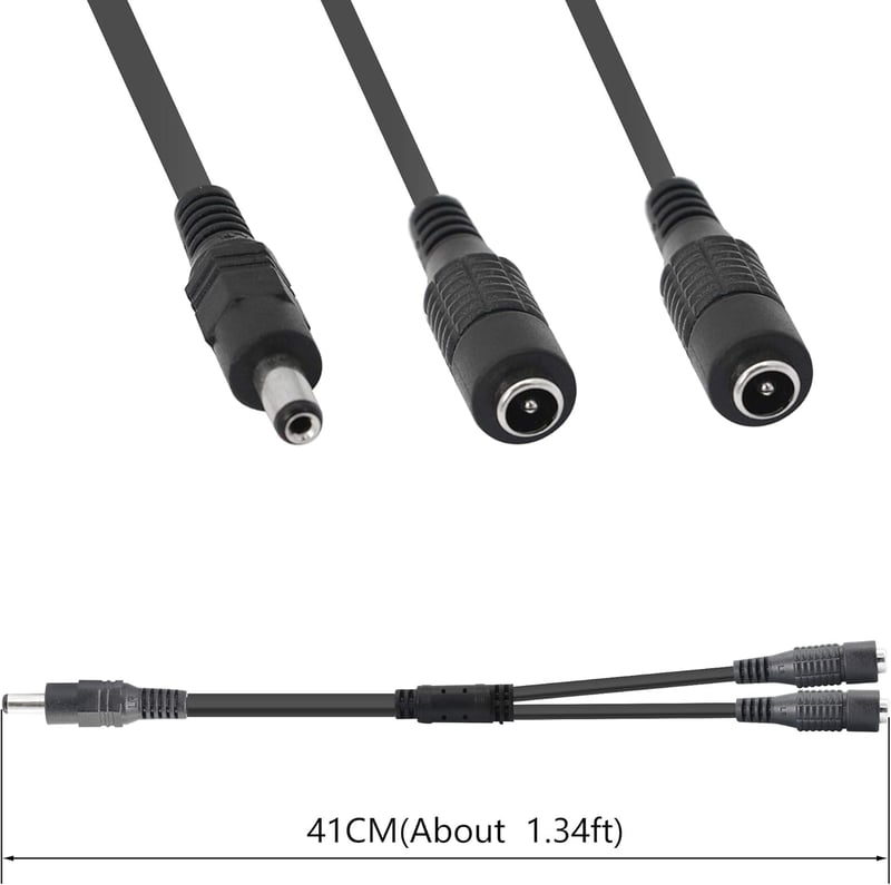 GINTOOYUN DC Tápkábel Elosztó, 5.5x2.1mm 1 Apa - 2 Anya Adapter, Biztonsági Kamerákhoz, Routerekhez, DVR Rendszerekhez, 12V 100W (2 db)