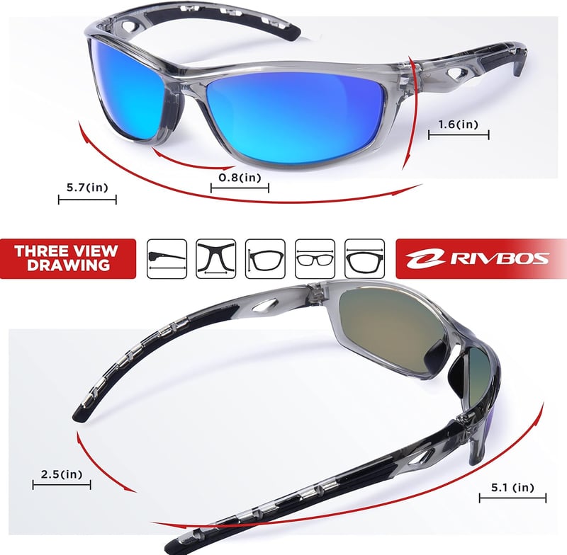 RIVBOS polarizált UV400 sport napszemüveg kerékpározáshoz, futáshoz - unisex