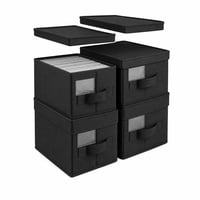 Vixzoid CD tároló doboz szett 3 db fedeles összecsukható tárolódoboz fekete 35x17x14 cm — 1 fedő hiányzik (állapot: lásd a 2. képet) 1