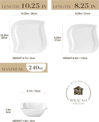 MALACASA Elvira 18 részes modern porcelán étkészlet 6 személyre - krémfehér tányérkészlet főétkezéshez, desszerthez és müzlihez, mosogatógép 2