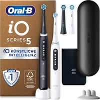 Oral-B iO 5 Plus elektromos fogkefe szett, 2 db fekete-fehér + 4 pótfej, 5 üzemmód 1