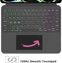 ROOFEI iPad Pro 13 M4 2024 Billentyűzetes Tok - Levehető Bluetooth Billentyűzet Touchpaddal, RGB Háttérvilágítással, Német QWERTZ Kiosztássa 6