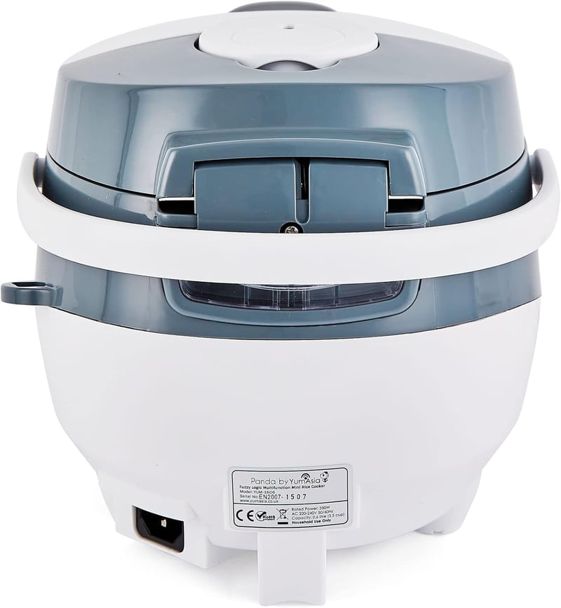 Yum Asia Panda Mini rizsfőző 0,6L kerámia edénnyel, Micom Fuzzy Logic technológiával, 8 főzési funkcióval, LED kijelzővel, 350W, fehér-szürk