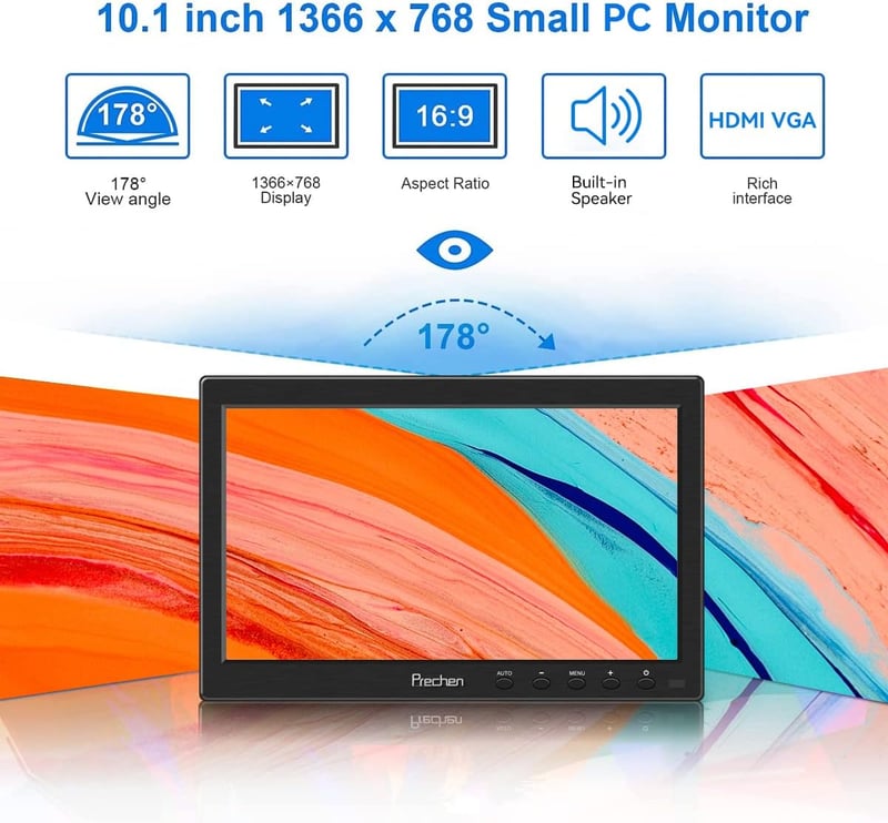Prechen 10,1" Hordozható HD Monitor HDMI/VGA/AV/BNC - Beépített Hangszóróval