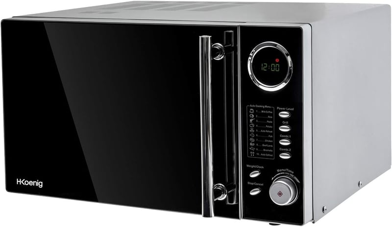 H.Koenig VIO9 Mikrohullámú Sütő Grillezővel, 900W, 25L, 10 Automata Program, LCD Kijelző, Fekete
