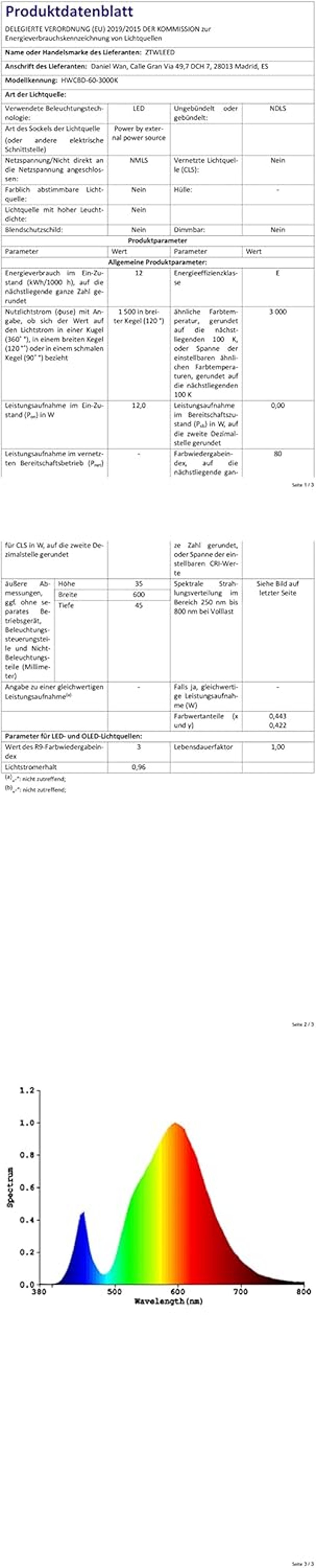 ZTWLEED 60cm Fekete LED Fali Lámpa - 12W Meleg Fehér 3000K Kültéri Világítás IP65 Vízálló Alumínium Villa Terasz Kert Folyosó Erkély