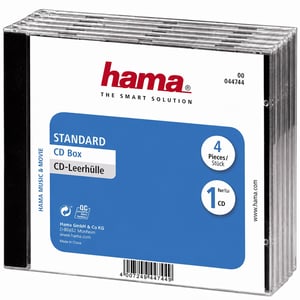 Carcasă Hama Standard pentru CD/DVD/Blu-Ray, cu capac transparent, pentru discuri standard, pachet de 4 bucăți
