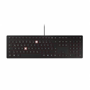 CHERRY KC 6000 Slim USB tipkovnica, crna, njemački QWERTZ — neispravna, za dijelove: nedostaju 2 tipke (stanje: vidi 2. sliku)
