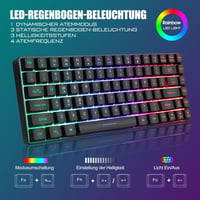 RedThunder 75% Vezeték Nélküli Gamer Billentyűzet és Egér Szett, QWERTZ DE Kiosztás, TKL Kompakt Újratölthető, 7200DPI Méhsejt Kialakítású  - black 9