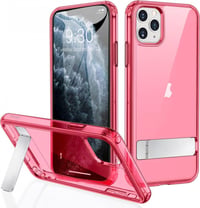 Apple iPhone 11 Pro Max Piros Áttetsző Szilikon Tok Beépített Állvánnyal 1