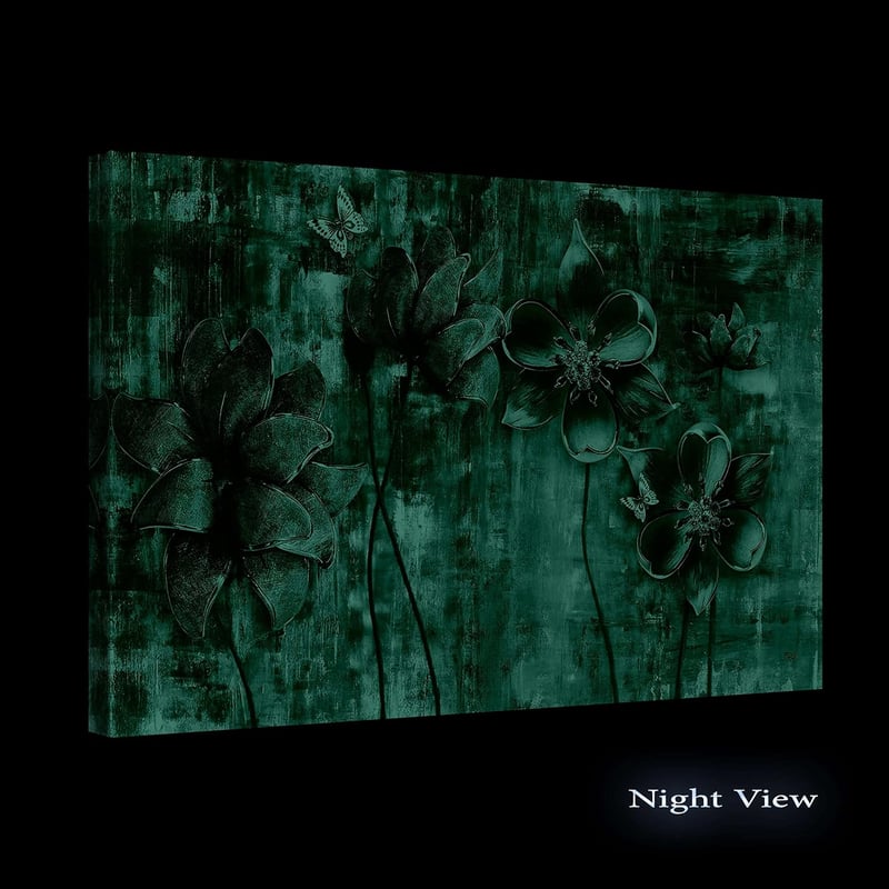 Made in Transylvania Arany Virágok Grunge Vászonkép - Modern Absztrakt Fali Dekoráció 60x90 cm - Nappali-Éjszakai Fényhatással - Hálószobai 