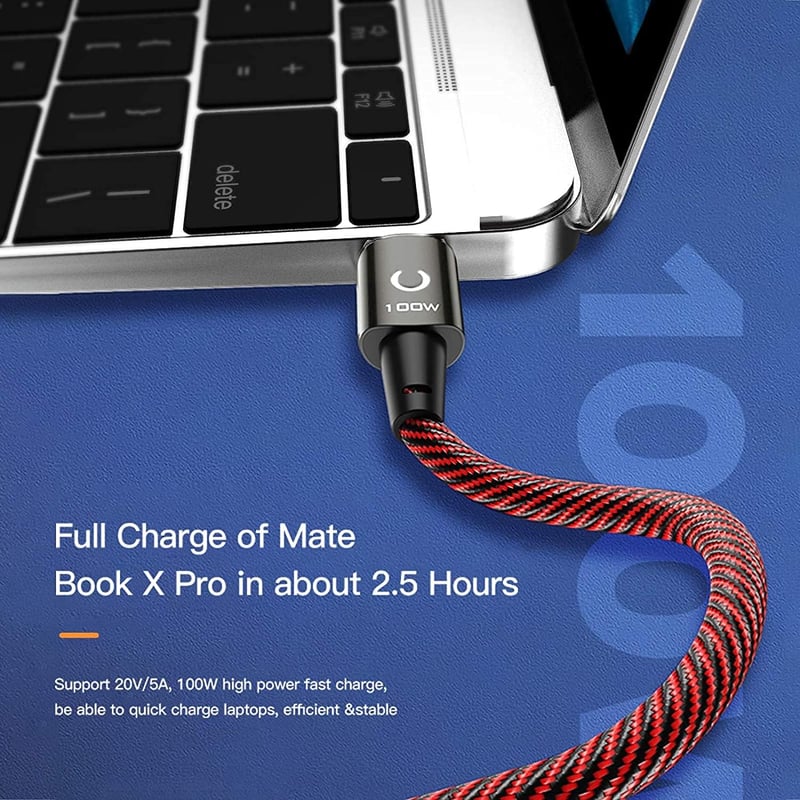 Mágneses USB-C kábel 100W - MacBook, iPad, Galaxy gyorstöltő és adatátviteli