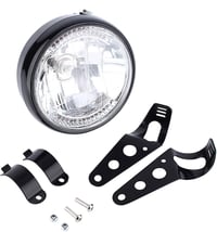 Univerzális 7" sárga LED motorkerékpár fényszóró fekete tartóval, 12V 1