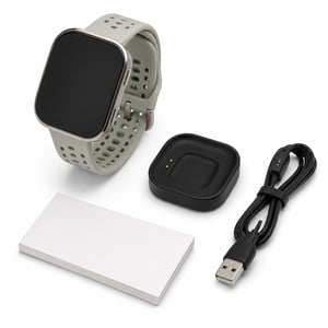 Pametni sat Amazfit Bip 6, 46 mm, boja kamena, AMOLED — neispravan, djelomično radi: uparivanje s telefonom ne radi, punjač (stanje: vidi 2. sliku)