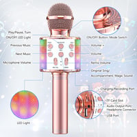 Wowstar LED-es Bluetooth Karaoke Mikrofon Hangszóróval, Rozéarany - Android/iOS 2
