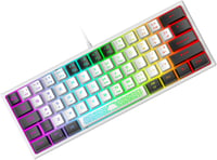 Redragon Mini 60% RGB Gamer Billentyűzet, Fehér-Fekete, 62 Gombos, PC/Mac 1