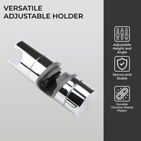 H&S Zuhanyfej Tartó Konzol - Állítható Króm Rögzítő 18-25mm Átmérőjű Zuhanyrúdhoz - Hengeres Kialakítás 4