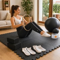 Pilates set za vježbanje: 12x puzzle podloga + 85/23 cm lopte + obruč + pilates prsten + 2x blok + 2 para čarapa 1