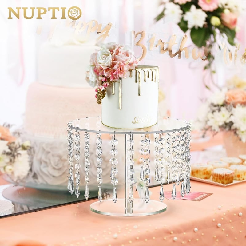 NUPTIO 26 cm Átlátszó Kerek Tortatartó - Akril Esküvői Tortaállvány Születésnapi Süteményekhez, Desszertekhez, Bel- és Kültéri Használatra