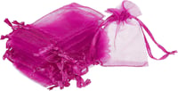 Sourcing Map 100db Rózsavörös Organza Ajándékzacskó 5x7cm - Esküvői, Karácsonyi Ékszertasak 1