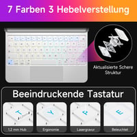 HOU iPad Air 11 (M3 2025/M2 2024)/Air 5/Air 4 Bluetooth Billentyűzetes Tok, iPad Pro 11 Kompatibilis, 7 Színű RGB Háttérvilágítás, Touchpad, 5