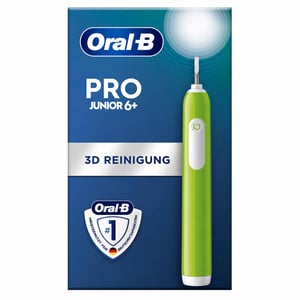 Periuță de dinți electrică pentru copii Oral-B Pro Junior, verde - Utilizată, fără încărcător și fără cap de periuță (stare: vezi a 2-a imagine)