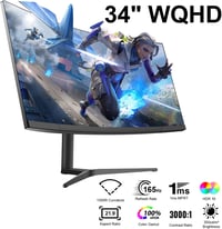 Prechen 34" Ívelt WQHD Gamer Monitor, 165Hz, 1500R, 3440×1440, HDR10, FreeSync/G-Sync, DisplayPort+HDMI, Állítható Magasság, Fekete 2