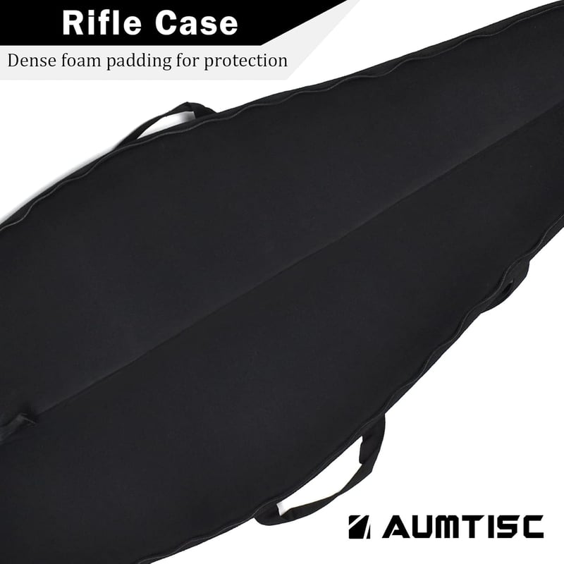 AUMTISC Taktikai Fegyvertáska 112/122/132 cm - Puska Tok Párnázott Nylon Anyagból, Vállpánttal és Kiegészítő Zsebekkel, Vadászathoz