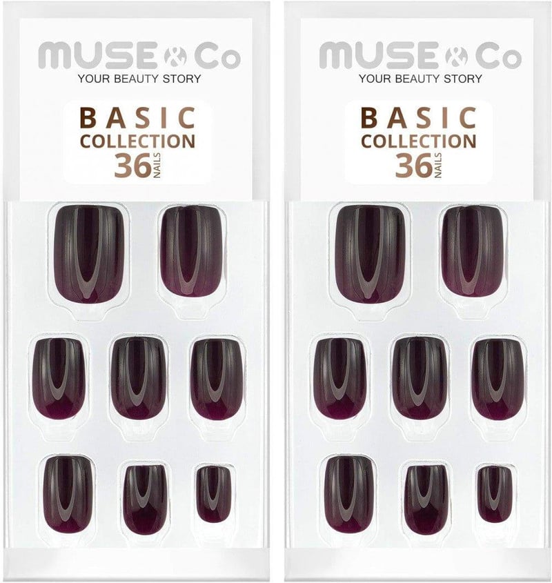 MUSE & Co Jade Fekete Ragasztható Műköröm Szett - 36 db Közepes Hosszúságú