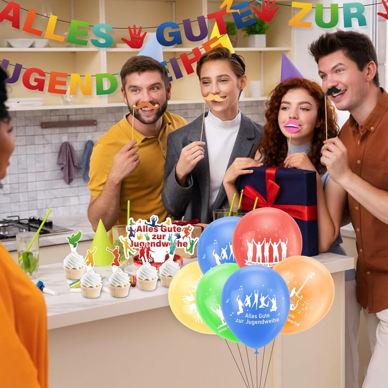 Set de decorare ENAIAH pentru majorat, 63 de piese - Banner, Baloane, Topper pentru tort - Pentru sărbătorirea trecerii la maturitate a băieților și fetelor