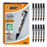 Marker permanent BIC Marking 2000 negru, 1,7 mm, pentru hârtie, metal, lemn, plastic, sticlă — set de 10 bucăți (lipsesc 2 bucăți) 1