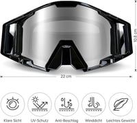 NENKI Motocross Szemüveg Orrvédővel - Fekete Unisex Motorozáshoz, Sízéshez, MTB-hez 2