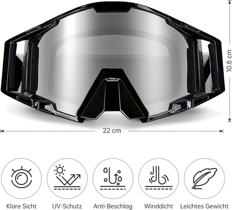 NENKI Motocross Szemüveg Orrvédővel - Fekete Unisex Motorozáshoz, Sízéshez, MTB-hez