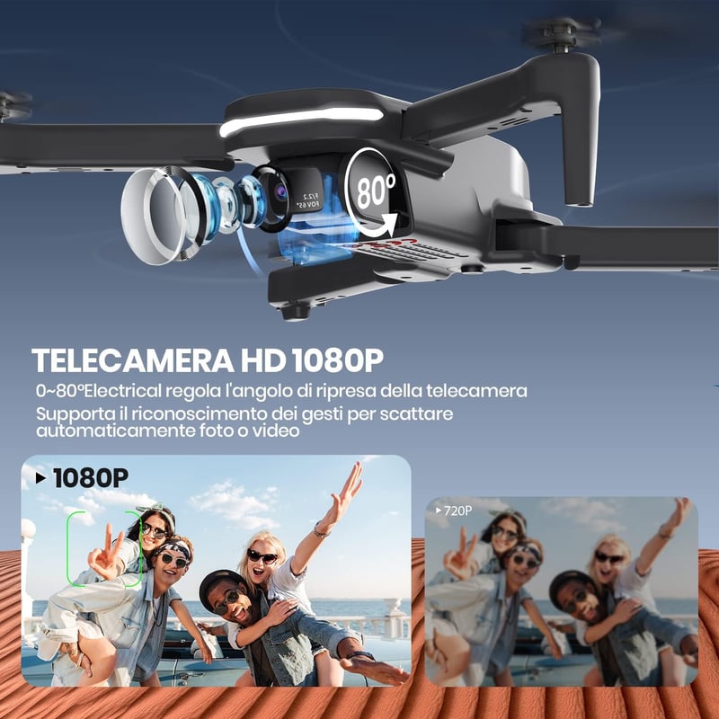 Holy Stone HS280 Drón 1080P HD Kamerával, WiFi, 30 Perc Repülési Idő, 2 Akkumulátor, Hangivezérlés, Élő Videó, Kezdőknek és Gyerekeknek, Hor