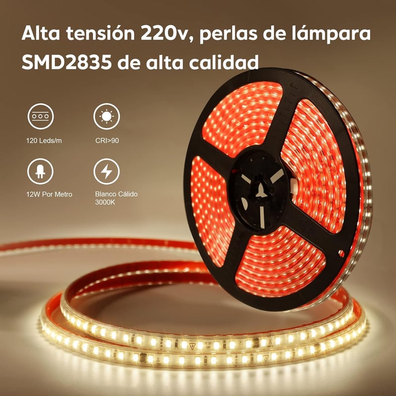 pcning LED Szalag 10m - 230V Fehér Kültéri Világítás, IP67 Vízálló, Öntapadós, Kapcsolóval, Nagy Fényerejű, Közvetlen Csatlakozású Dekoráció