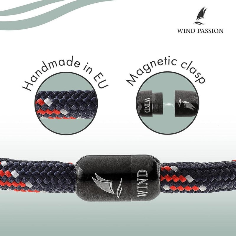 Wind Passion mágneses paracord karkötő férfiaknak és nőknek, tengerész stílusban