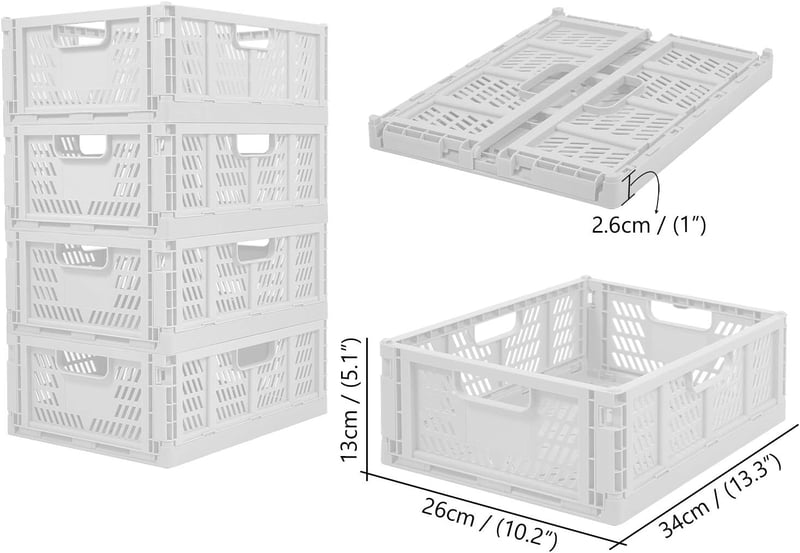 Összecsukható műanyag tárolódoboz szett - 4 db, konyhába, hálóba, irodába
