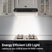 CIARRA 6903 Fekete Páraelszívó 60 cm - Konyhai Elszívó 3 Sebességgel, LED Világítással, Fém Zsírszűrővel, 220 m³/h Teljesítmény - 2-Black 9