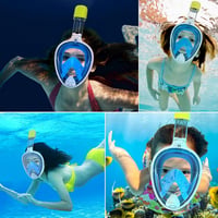Ledeak Mască de scufundare panoramică 180° - Mască de snorkeling integrală cu suport pentru cameră, anti-ceață, mărime S/M, albastru/negru/verde, pentru adulți 7